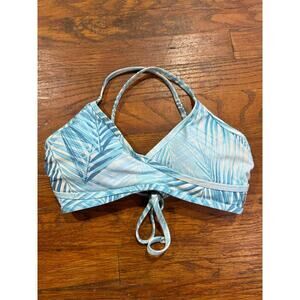 Calia by Carrie underwood tie back bikini top in soft palms blue size xs